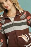 Jacquard Single Stem Knit Jacket - Chocolate