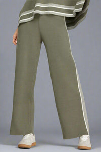 Stripe Detail Sweater Pants - Olive