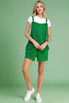 Textured Overall Romper - Green