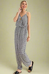 Animal Print Wrap Jumpsuit - White