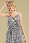 Animal Print Wrap Jumpsuit - White