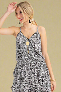 Animal Print Wrap Jumpsuit - White