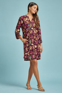 Long Sleeve Lizzy Dress - Paisley Wine