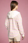 Corinna Cozy Striped V-Neck Hoodie Multi