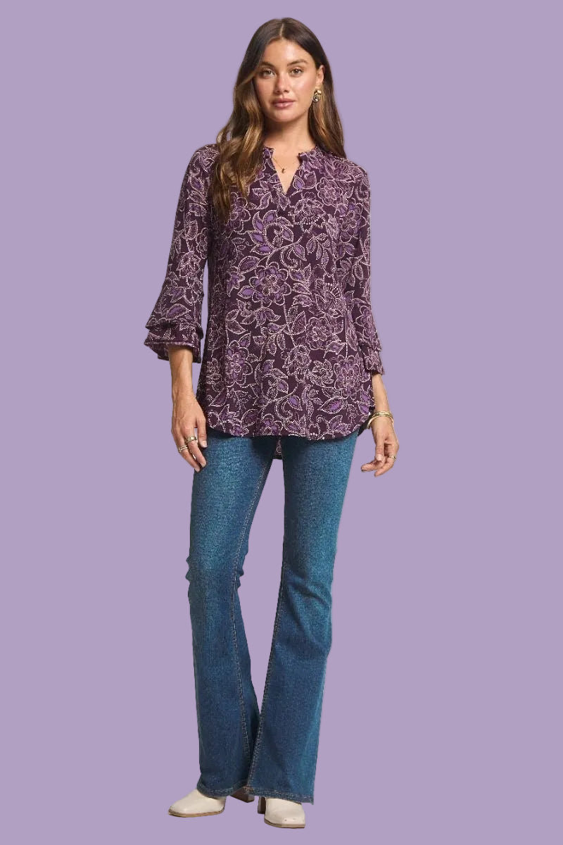 Lizzy Bell Top - Floral Eggplant