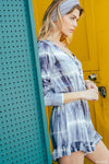 Long Sleeve Tie Dye Romper - Silver