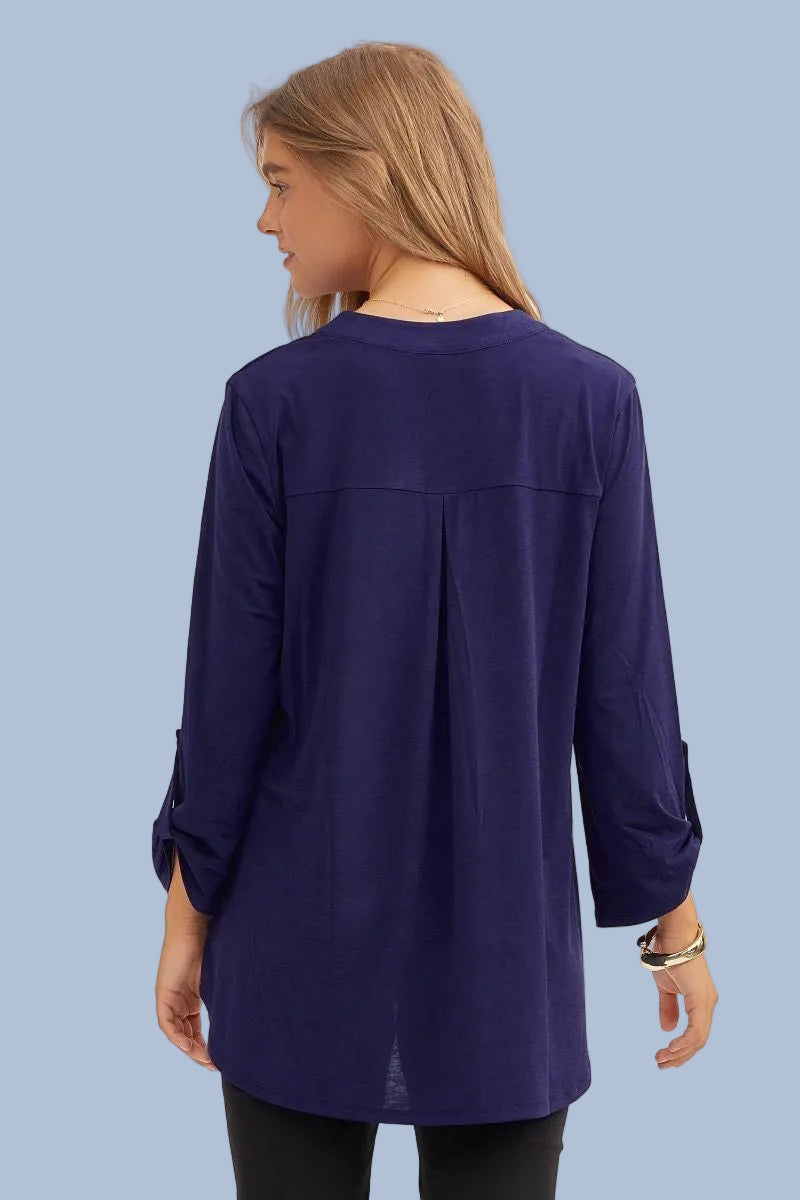 Lizzy Long Sleeve Top - Navy