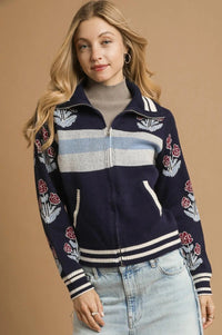 Jacquard Single Stem Knit Jacket - Midnight