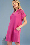 Embroidered Cotton Gauze Dress - Orchid