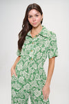 Floral Leaf Overall - Green