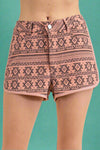 Geometric Print Shorts - Mauve