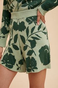 Flower Pattern Sweater Shorts
