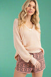 Geometric Print Shorts - Mauve
