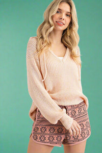 Geometric Print Shorts - Mauve