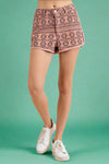 Geometric Print Shorts - Mauve