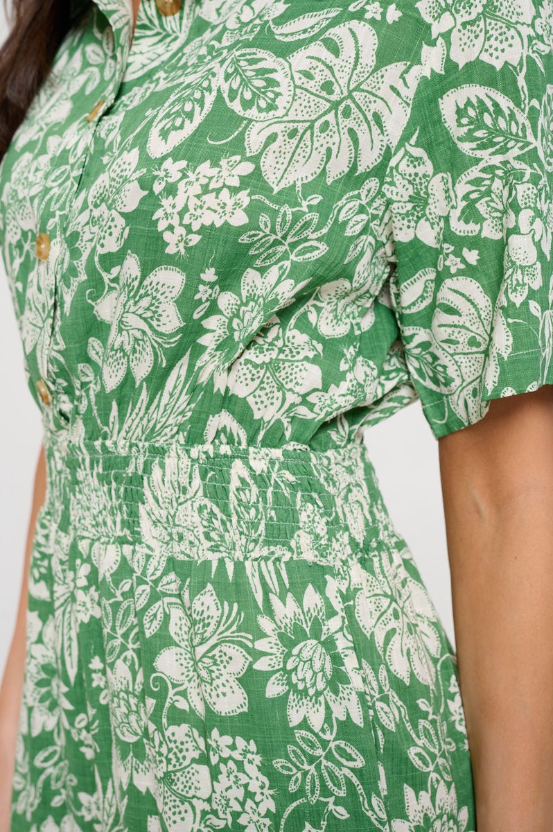 Floral Leaf Overall - Green