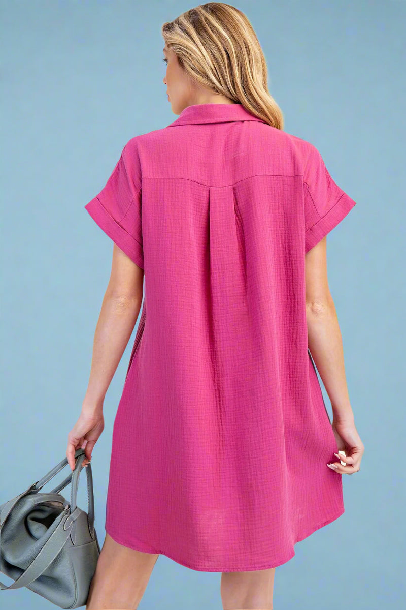 Embroidered Cotton Gauze Dress - Orchid