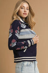 Jacquard Single Stem Knit Jacket - Midnight