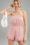 Tube Top Ruffled Romper - Mauve