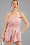 Tube Top Ruffled Romper - Mauve