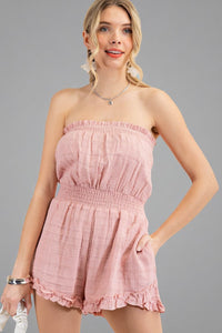 Tube Top Ruffled Romper - Mauve