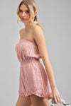 Tube Top Ruffled Romper - Mauve