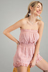 Tube Top Ruffled Romper - Mauve