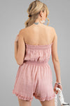 Tube Top Ruffled Romper - Mauve