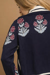Jacquard Single Stem Knit Jacket - Midnight