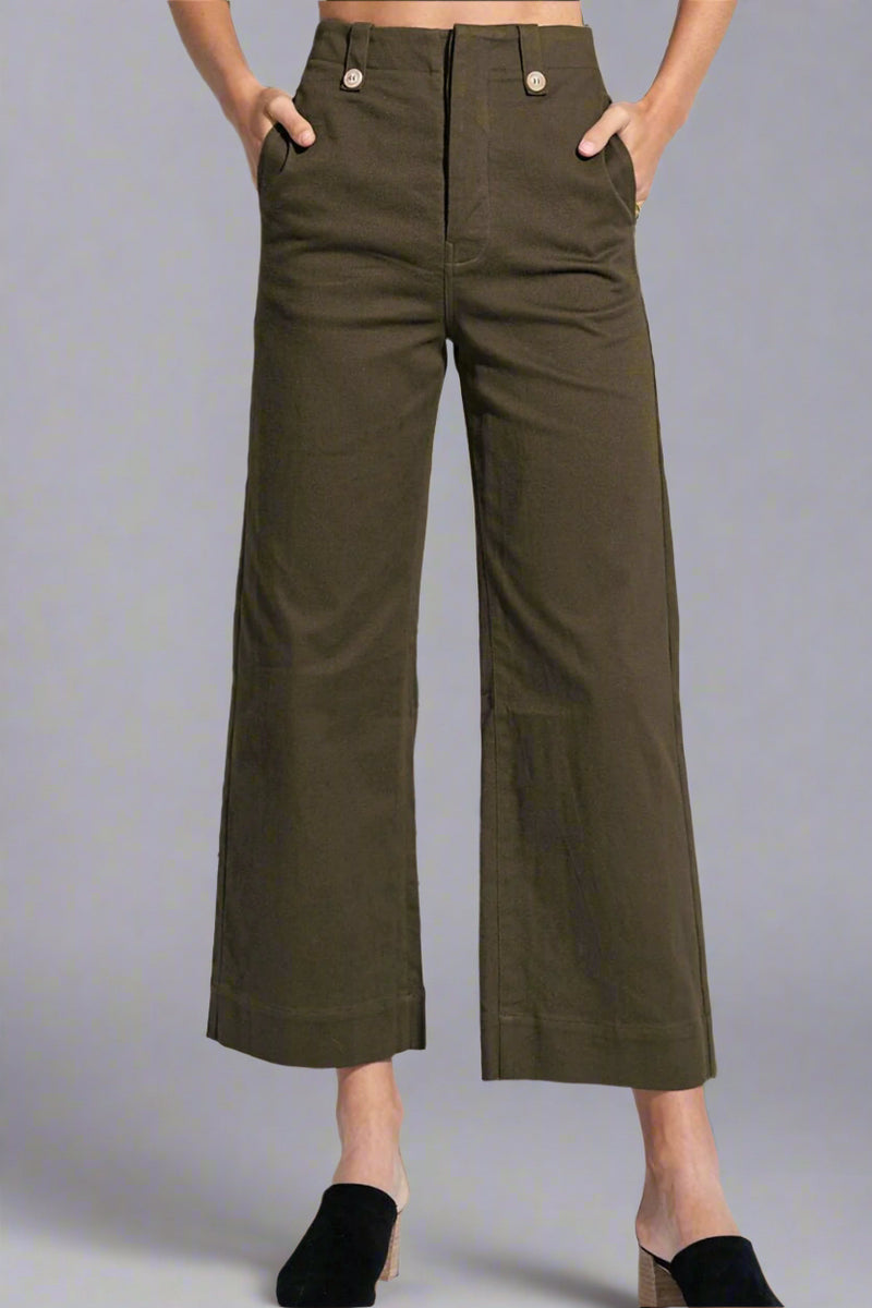 Soft Washed Stretchy Pants - Olive