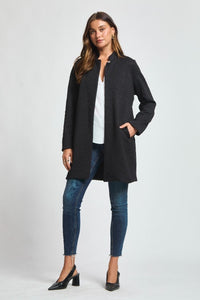 Amara Jacquard Midi Coat - Black