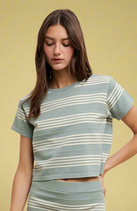 Short Sleeve Sweater Top - Sage