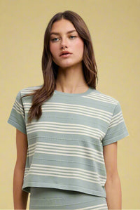 Short Sleeve Sweater Top - Sage