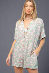 Button Front Romper - Lavender