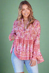 Leena Print Casey Blouse Pink