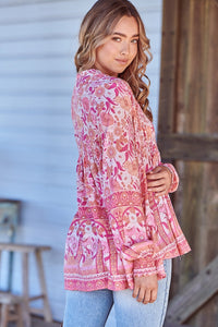 Leena Print Casey Blouse Pink
