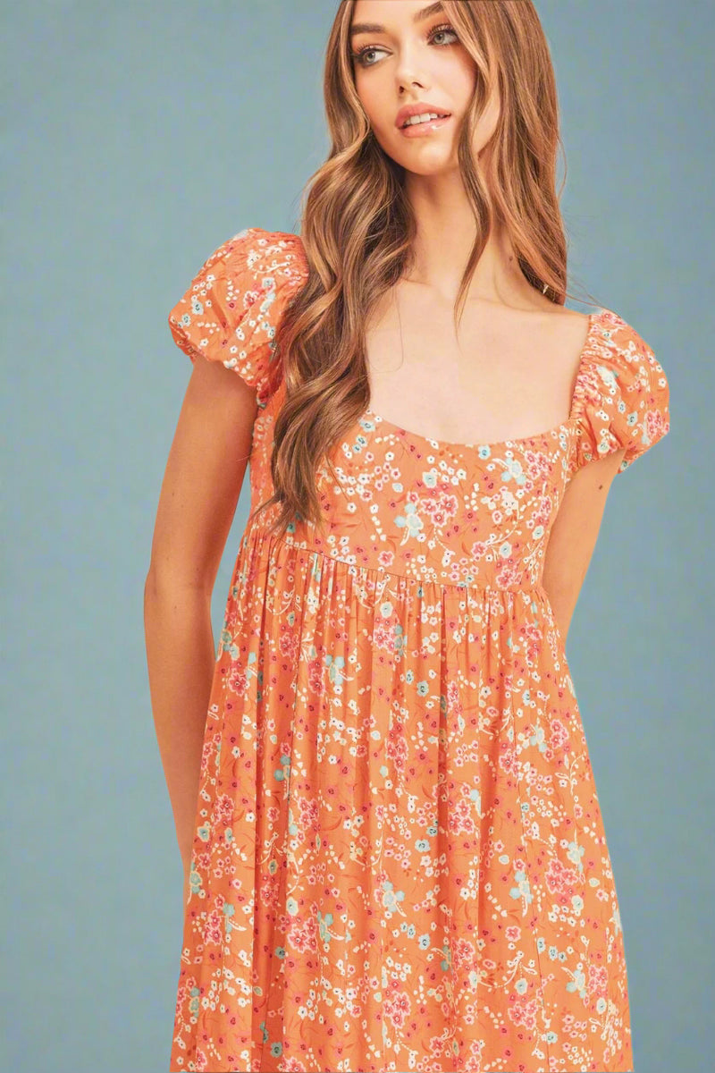 Floral Coral Summer Dress