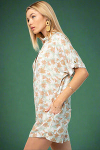 Button Front Romper - Mint Green