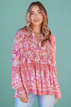 Leena Print Casey Blouse Pink