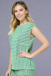 Terry Mixed Stripe Top - Green