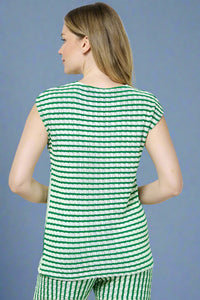 Terry Mixed Stripe Top - Green