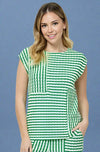 Terry Mixed Stripe Top - Green