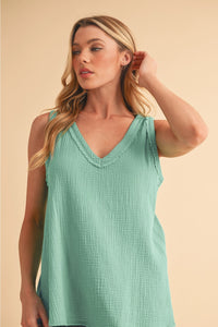 Nasia Gauze Tank - Sage