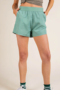 Back Ruffle Casual Short - Dark Sage