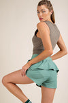Back Ruffle Casual Short - Dark Sage