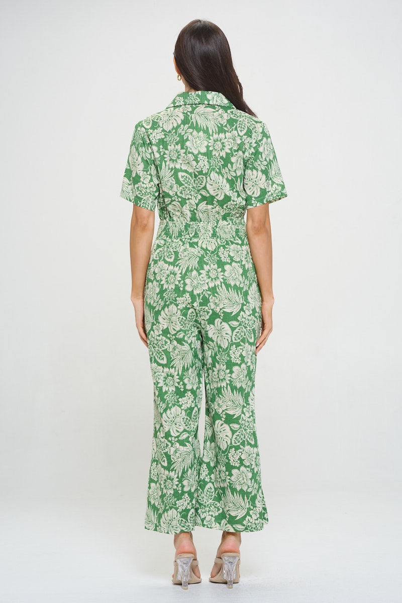 Floral Leaf Overall - Green