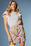 Retro Floral Mini Skirt - Purple