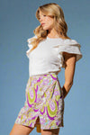 Retro Floral Mini Skirt - Purple