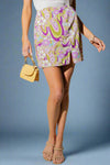 Retro Floral Mini Skirt - Purple