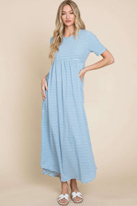 Gingham Poplin Dress Blue